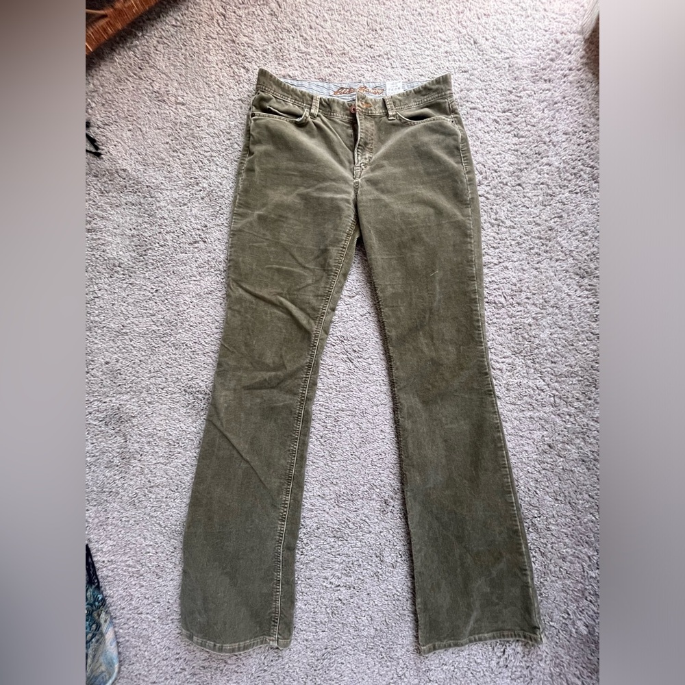 Vintage Eddie Bauer Olive Green Corduroy Bootcut Pants